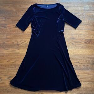 Lands’ End Navy Blue Velour Dress